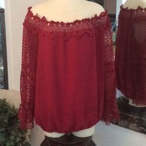 NEW Colleen Lopez lace & ruffles top XL